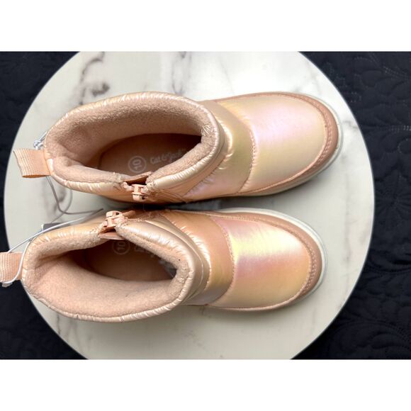 Cat & Jack Girls Jules Puffer Slip-on Booties Snow School Winter Blush SZ 5 &10 - Picture 3 of 12